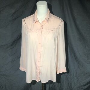 Women's Pink Button-Up Blouse